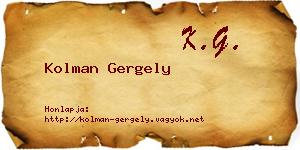 Kolman Gergely névjegykártya